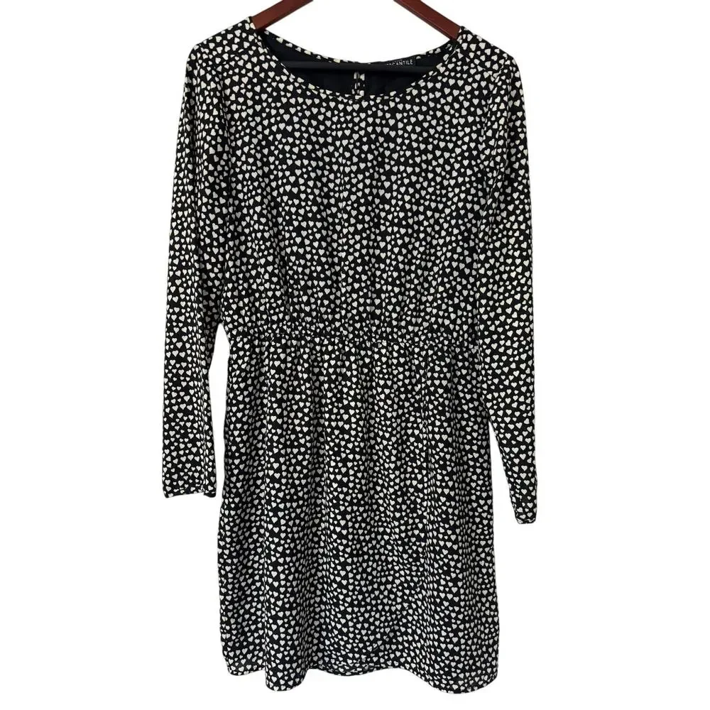 J. Crew Mercantile Long Sleeve Printed‎ Heart Dress Size 10